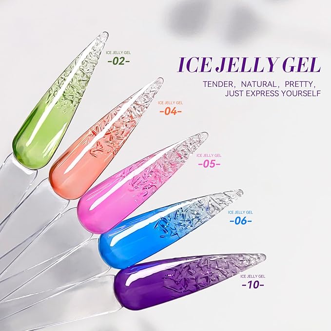 Born Pretty Ice Jelly Gel Nail Polish Jelly Purple Gel Nail Polish Sheer Transparent Purple Natural Translucent Hema-Free Soak Off Gel Polish Nail Art DIY 15ML