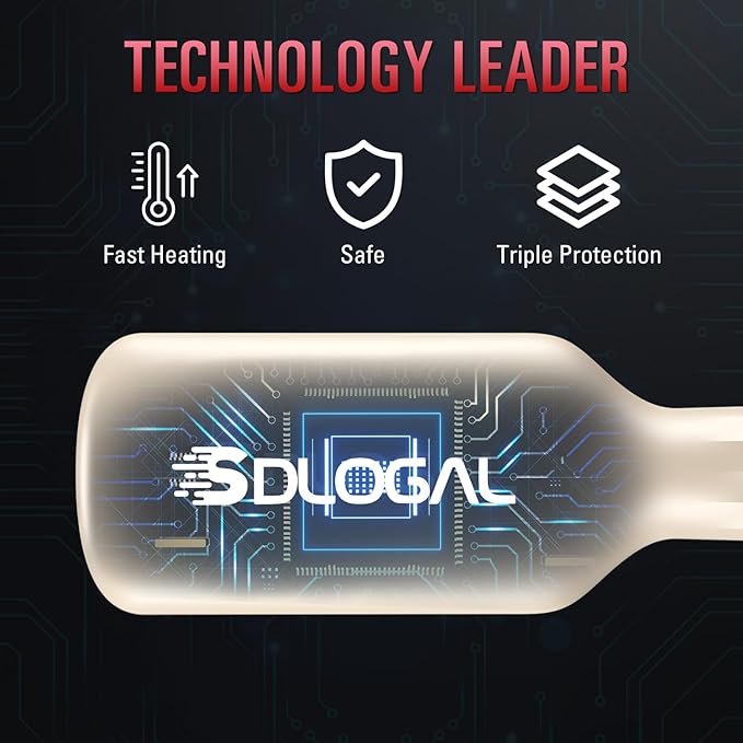 SDLOGAL Hair Straightener Brush, Hair Straightener Comb Straightening Brush for Women, with 5 Temps & Fast Heating, Easy and Fast Salon-Style, Plus Dual Voltage Travel Friendly-(Beige)