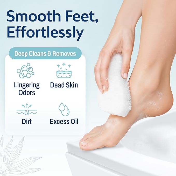 HartFelt Foot Exfoliating Sponge | Chemical-Free Foot Scrubbers for Smooth & Soft Feet | Gentle Sponge Pad for Callus Removal, Dead Skin & Cleansing | Made in USA - 30 Count