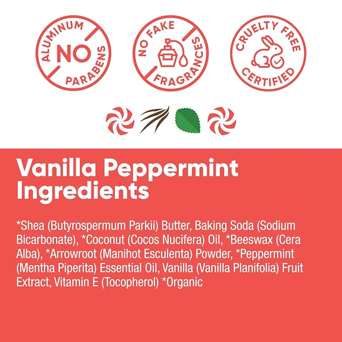 PRETTY FRANK Aluminum-Free Deodorant Stick, Vanilla Peppermint (1-Pack) | All-Day Odor Control for Men & Women | Skin-Soothing Formula with Organic Ingredients & Essential Oils