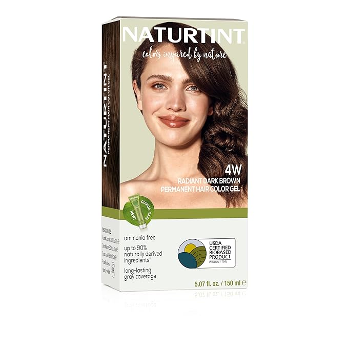 Naturtint 4W Radiant Dark Brown Permanent Hair Color (Pack of 1), Ammonia Free, Vegan, Cruelty Free, up to 100% Gray Coverage, Long Lasting Results (Packaging may vary)