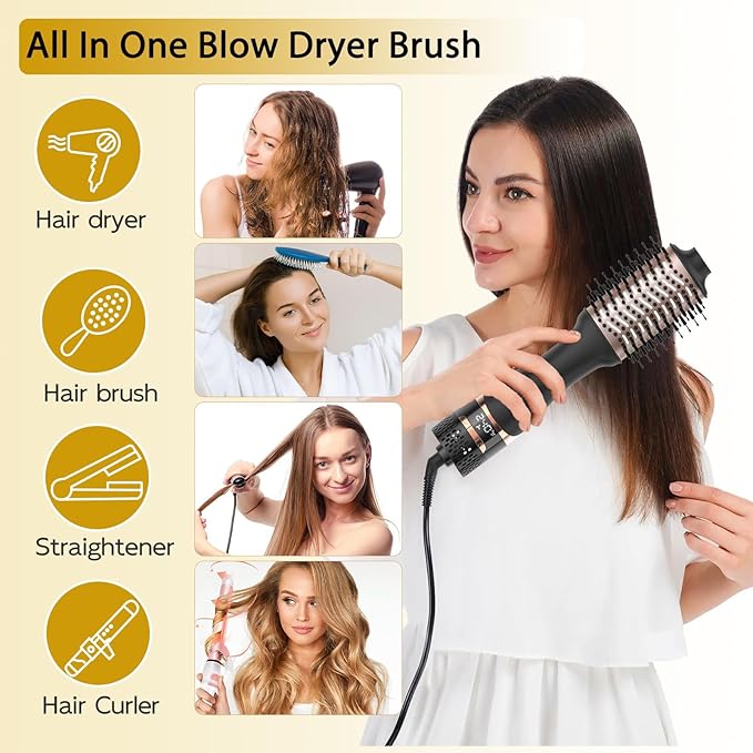Nicebay Hair Dryer Brush, Blow Dryer Brush for Women Fast Styling, One Step Blowout Brush with Display Screen-Less Frizz, More Shine, Oval Ceramic Barrel, Negative Ion