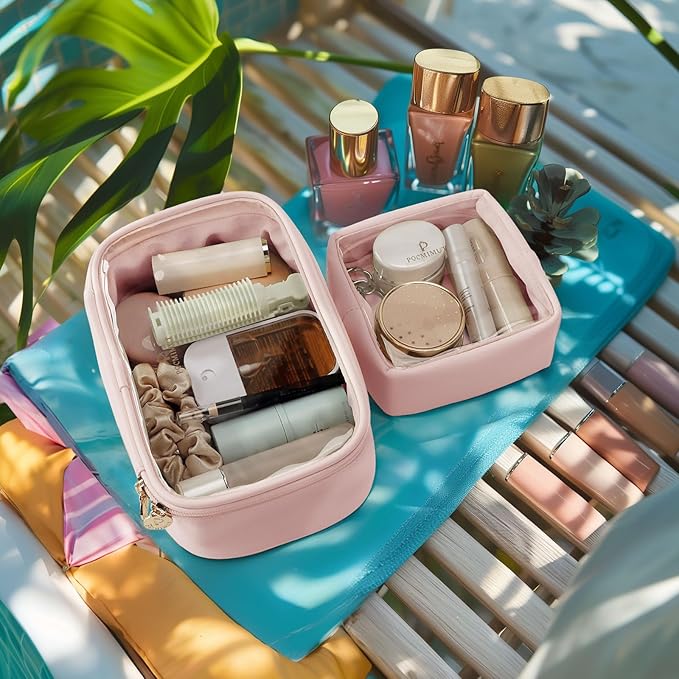 Pocmimut Makeup Bag,Mini Makeup Bag Cute Pouch Purse Organizer Travel Essentials,Clear Makeup Pouch for Car Accessories for Women,Pink