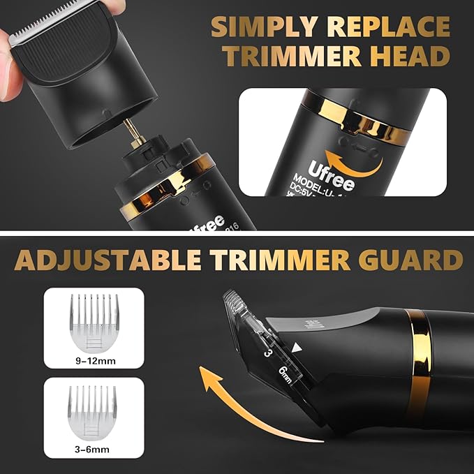 Ufree Body Hair Trimmer for Women, Manscape Pubic Hair Trimmer, 3 in 1 Body Grooming Kit for Lady, Waterproof Body Electric Shaver Razor, Grooming for Face and Body, Gifts for Women, Black