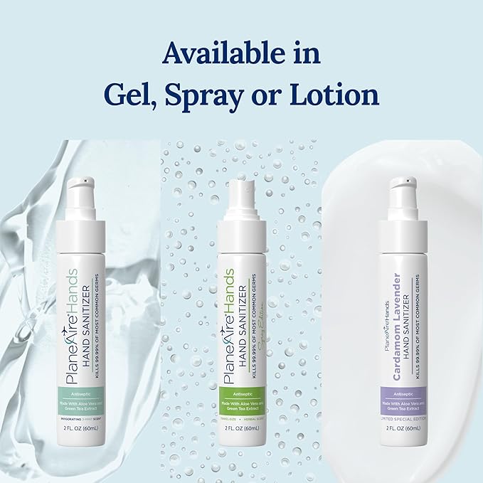 Cardamom Lavender Lotion Hand Sanitizer | Travel Size | Moisturizing Hand Lotion | Made with Aloe Vera & Essential Oils | Rich in Vitamin E | Cleanse & Moisturize | Scented Hand Sanitizer | 3-Pack