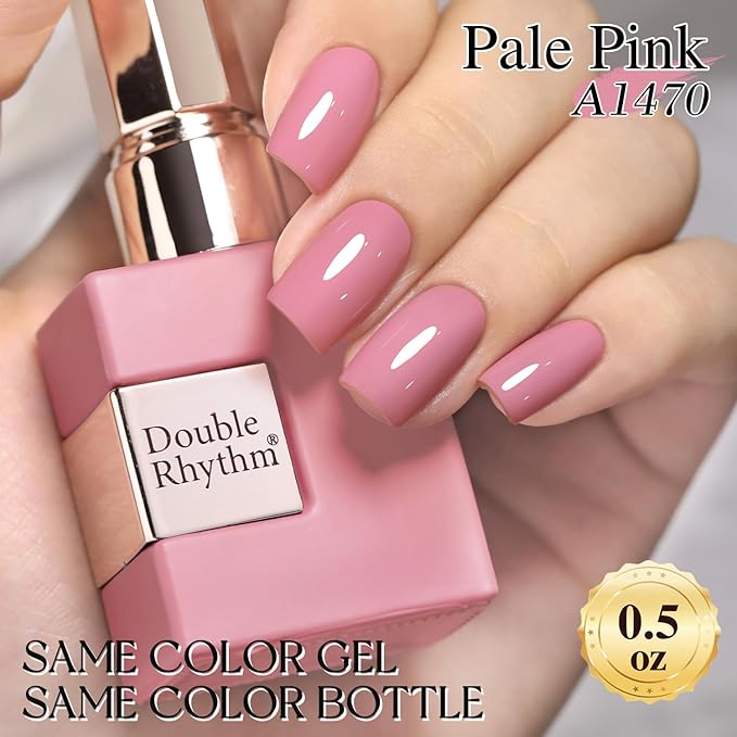 Double Rhythm 15ML Gel Nail Polish Pure Sheer Same Color Same Bottle Soak Off Gel Polish Art Manicure Salon DIY at Home for Women (Pale Pink-A1470)