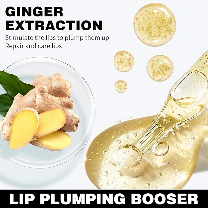Erinde Lip Plumper Gloss, Natural Ginger Lip Plumping Booster, Ultra-Hydrating & Nourishing Plump Lip Plumper, Glossy Finish Fuller Lip Plumping Oil for Women Girls, G03