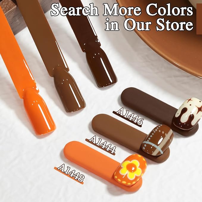 Double Rhythm 15ML Gel Polish Pure Sheer Same Color Same Bottle Soak Off Gel Polish Art Manicure Salon DIY at Home for Women (Brown-A1444)