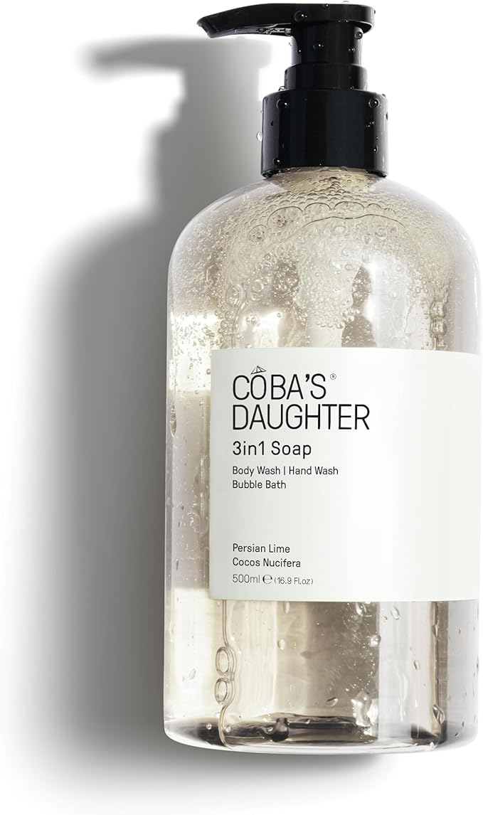COBA'S DAUGHTER 3in1Soap Bubble Bath | Body Wash, Hand Wash| Cleanse, Nourish & Soften Skin with Inulin & Seaweed Extract | Persian Lime & Coconut Scent(16.9oz)