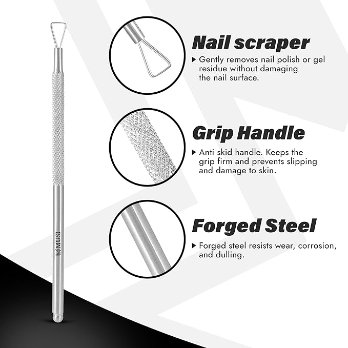MUSI 4-Piece Cuticle Care Kit – Precision Cuticle Nipper, Pusher, Scraper & Cuticle Scissors – Stainless Steel Manicure Tools Set for Nail & Skin Grooming – Salon & Home Use