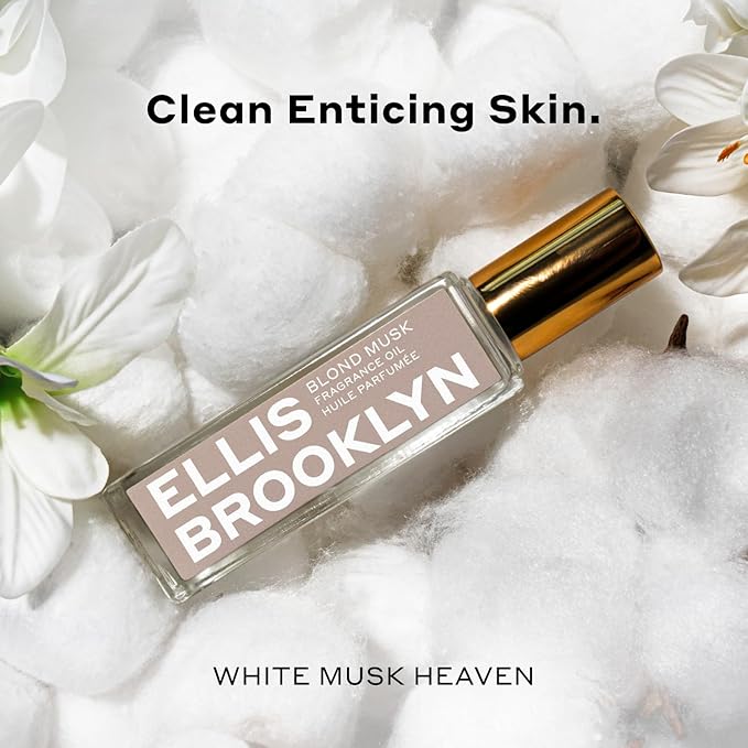 Ellis Brooklyn Blond Musk Perfume Oil Roll-On for Women – Clean White Musk Scent – Bergamot, Violet Petal, Waterlily, Rose & Vanilla Orchid – Long Lasting Fragrance, Travel-Friendly Rollerball, 15ml