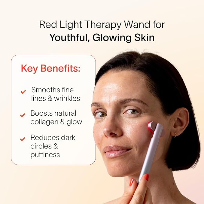 Solawave 4-in-1 Red Light Therapy Wand + Activating Serum | LED Skincare Device for Face & Neck | Facial Tool with Galvanic Current, Massage & Therapeutic Warmth | Reduces Appearance of Fine Lines