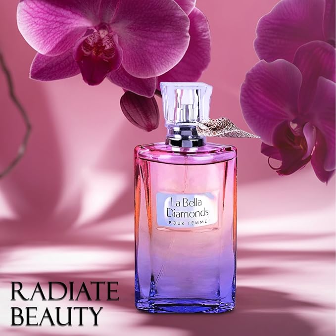 La Bella Diamond Women's Perfume, Gift for Her, Fragrance Gift for Women, Eau De Parfum Spray, Floral & Sweet Scent Beautiful Bottle 100ML for Work Days