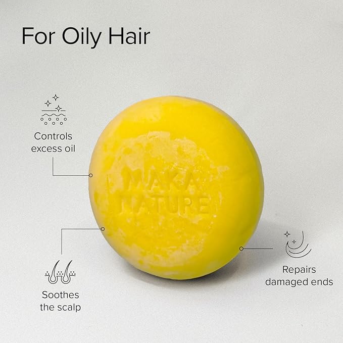 Maka Nature Low-Carbon Shampoo Bar | Korean K-Beauty Haircare with Natural Ingredients for Scalp & Hair Types | Vegan, Eco-Friendly, pH balanced, 3.35oz (Lemon)