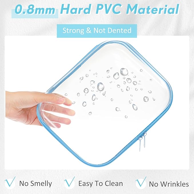 Sanwuta 10 Pcs Hard Zipper Case Clear Hard Pouches Plastic Zipper Pencil Box Toy Storage Bins Portable Plastic Container for Travel Toiletry Office Cosmetic Block Puzzle Organizer (M,Macaron Color)