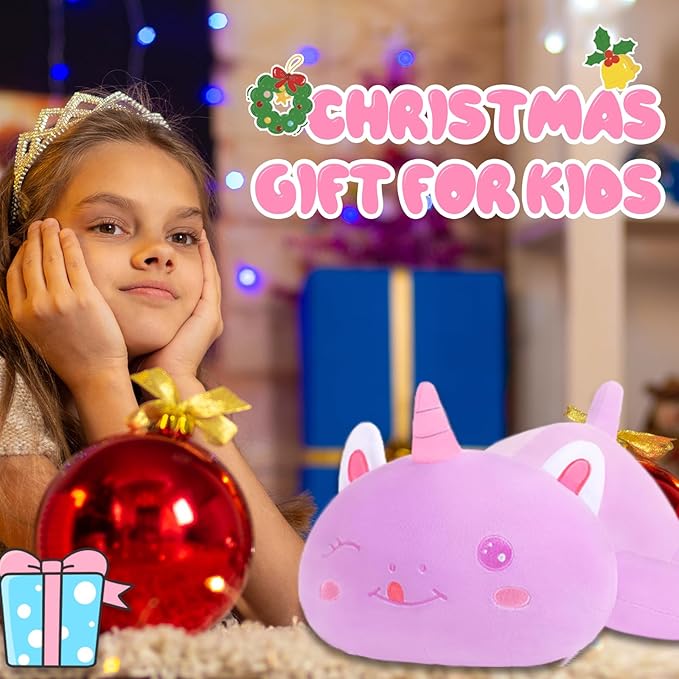 Unicorn Plush Pillow Cute and Soft Unicorn Cat Stuffed Animal Kawaii Plushie Toy Hugging Pillow Great Gift for Kids and Adult, 20",Purple