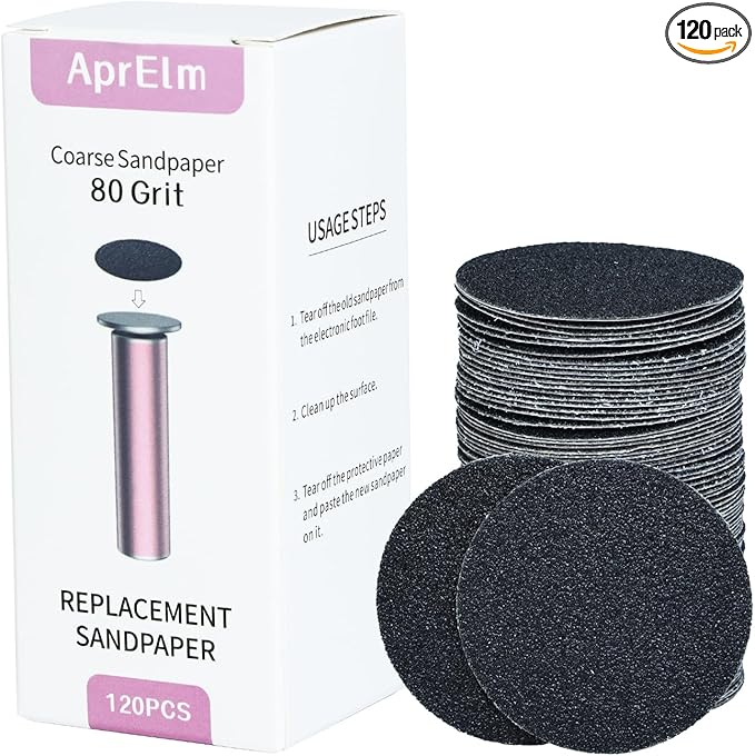 120pcs Replaceable Sandpaper for Electric Foot Callus Remover, 80 Grit Coarse Sandpaper Refill Discs