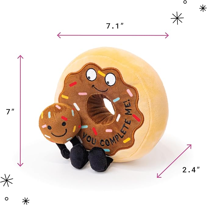 Punchkins Donut Plushie - You Complete Me Cute Donut Plush, Gift for Couple (Girlfriend, Boyfriend, Wife, Husband), Food Plush Toy for Gifting