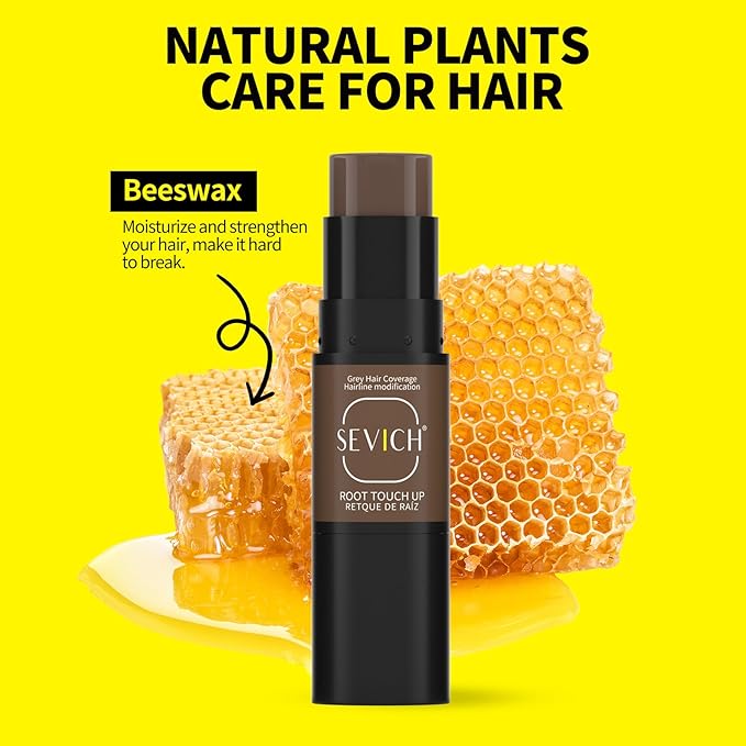 SEVICH Dual-Ended Root Touch Up Stick - Waterproof Hairline Enhancer for Sparse Hairlines & Gray Coverage, Non-Sticky Scalp Concealer with Beeswax, Instant Volume & Natural Look (Dark brown)