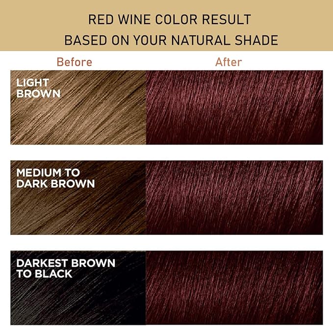 Instant Herbal Red Hair Color Shampoo - 3 in 1 Long-Lasting Hair Dye for Women and Men, 16.90 Fl Oz (Red Wine)