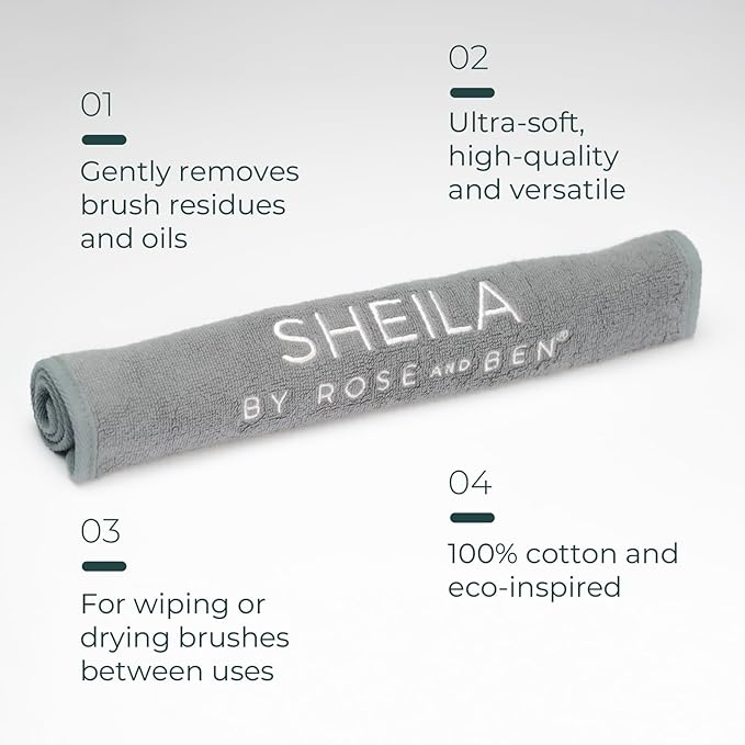 Rose and Ben Beauty Sheila Brush Towel for Brush Cleaning | Reusable, Hygienic