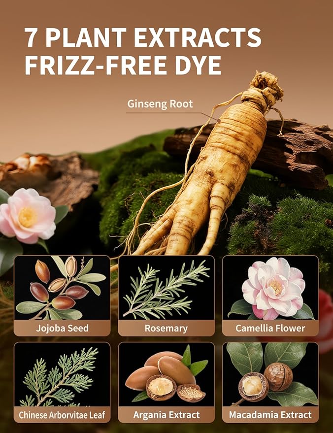 Black Hair Dye Shampoo, 3-in-1 Hair Color, Permanent, Unisex, 100% Gray Coverage, Seamless Root Blend, Last More than 30 Days, 7 Plant Extracts, Frizz-Free, with Dye Tools, 500ml