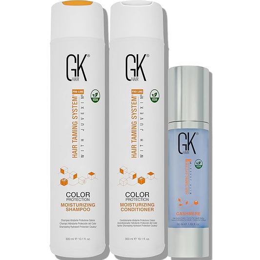 GK HAIR Global Keratin Balancing Shampoo and Conditioner Sets (10.1 Fl Oz/300ml) with Leave In Cashmere Smoothing and Styling Cream (1.69 Fl Oz/50ml) For Dry Damaged Frizzy Oily & Color Treated Hair