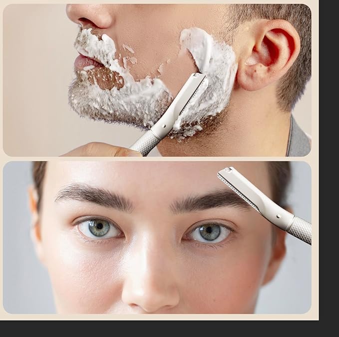 BoxedHome Eyebrow Razor with 11 Blades & Travel Case for Women & Men, Eyebrow Trimmer Shaper, Silver