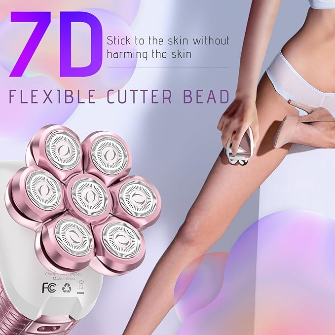 Electric Razors for Women Legs: 5-in-1 Rechargeable Body Shaver - Waterproof Wet Dry Hair Remover - Trimmer for Lady Face Underarms Public