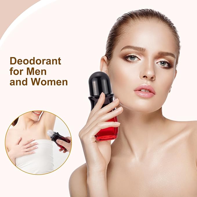 4 Pack 50mL Glass Roller Bottles for Deodorant, Essential Oil Roll On Bottles, Leak-Proof Refillable Rollerball Containers, Travel DIY Perfume Applicator, Black Red Gradient with Black Caps