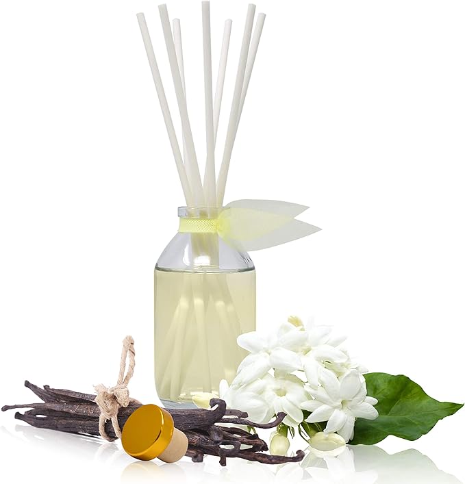 LOVSPA Reed Diffuser Set, Sparkling Grapefruit Scented Oil Diffuser with Sticks, Home Fragrance Accessories for Bathroom Shelf Decor, Aroma Diffusers for Home or Office Desk, USA Made