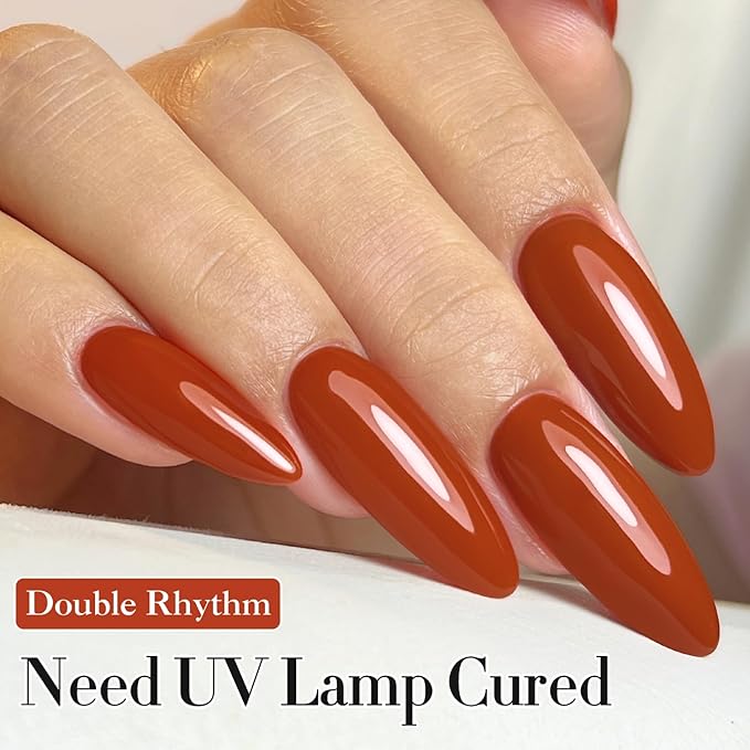 Double Rhythm Gel Polish 15ML Pure Sheer Same Color Same Bottle Soak Off Gel Polish Nail Art Manicure Salon DIY at Home for Women (Red-A1398)