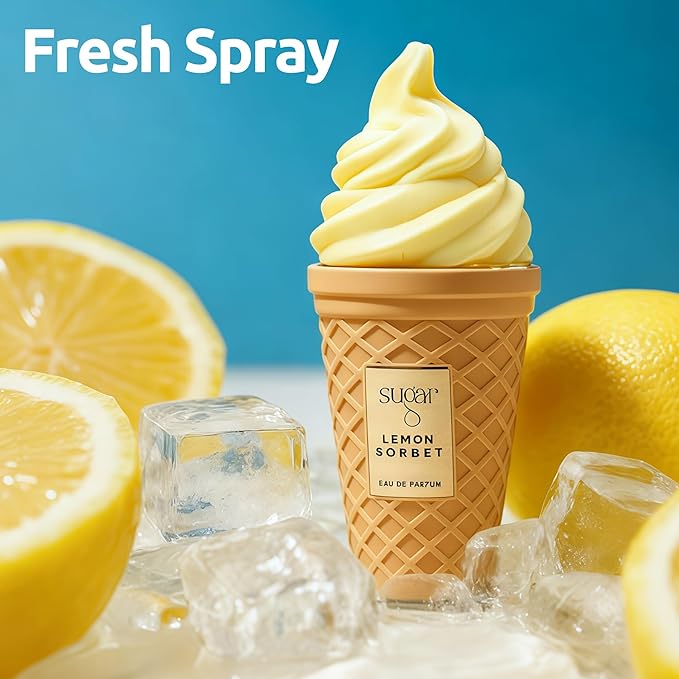 Lemon Sorbet Perfume for Women, Citrus Gourmand Scent with Lemon & Vanilla, Long Lasting Fresh EDP for Daily Use, Crisp and Natural 3.4 Fl Oz