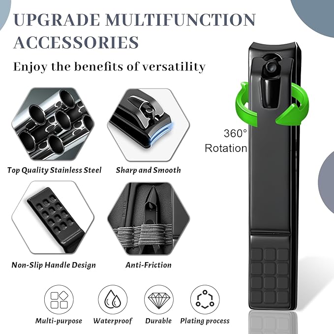 Manicure Set Nail Clipper Kit Pedicure Manicure Kit 12 In 1 Professional Pedicure Set Women Mens Personal Care Set with Travel Case Black