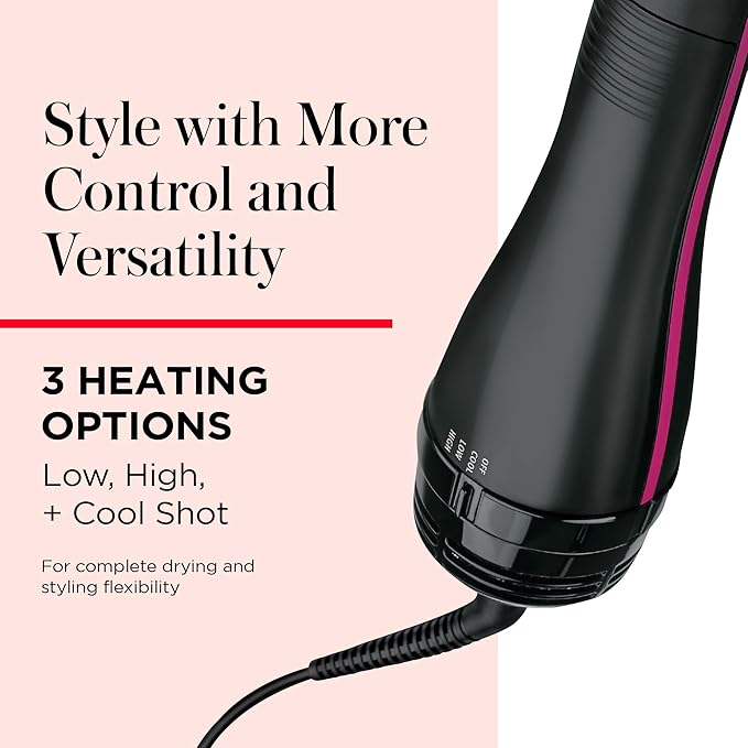 REVLON One-Step Hair Dryer and Styler, All-in-One Detangling and Straightener Brush for Salon-Quality Smooth, Straight Hair, More Shine and Less Frizz, Black