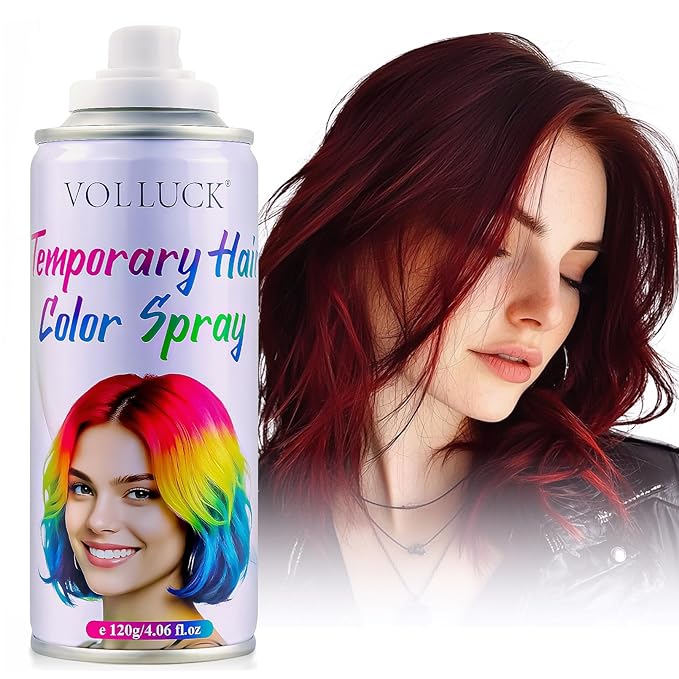 Hair Color Spray, Temporary Hair Dye for Women & Men, Vibrant Colors Hair Wax Gray Hair Cover for Party, Halloween, Cosplay (Fired red, 120 ML)