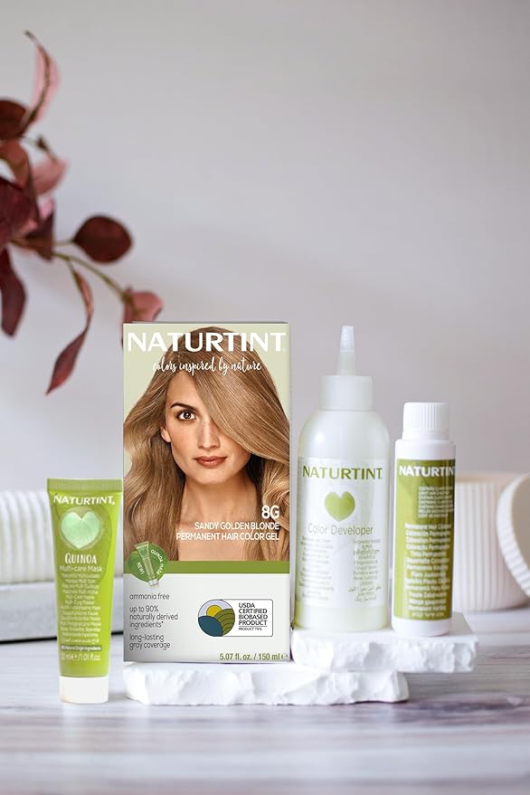 Naturtint 8G Sandy Golden Blonde Permanent Hair Color (Pack of 1), Ammonia Free, Vegan, Cruelty Free, up to 100% Gray Coverage, Long Lasting Results (Packaging may vary)