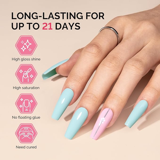 MelodySusie Fleurwee Plant Based Gel Nail Polish, Hema Free Light Blue Nail Polish, Soak Off UV LED Gel Polish Gift for Women 21 Non Toxic Long Lasting Nail Art Manicure Salon DIY at Home B1101