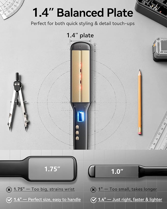 ANLAN Infrared Hair Straightener, 1.4" Ceramic Flat Iron with 20s Fast Heating, Negative Ions, 210–460°F Adjustable, Dual Voltage & Auto Shut-Off for Smooth, Shiny Styles