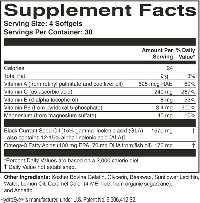 ScienceBased Health HydroEye Dry Eye Supplement – Clinically Tested Formula with GLA & Omega-3 – Supports a Healthy Tear Film for Lasting Eye Comfort – 120 Softgels