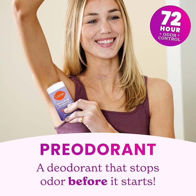 Lume Whole Body Deodorant - Smooth Solid Stick & Flushable Deodorant Wipes - Doctor Developed - Aluminum Free, Baking Soda Free, Skin Loving - 2.6 Ounce (Soft Powder) 15 Count Wipes (Cool Cucumber)