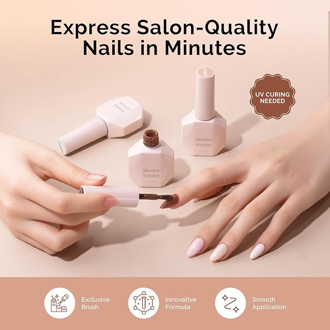 MelodySusie Nude Brown Gel Nail Polish Set - 6 Colors Milky Beige Neutral Pink Soak Off UV LED Gel Polish Gift for Women Nail Art Manicure Salon DIY Nail Design Decoration at Home