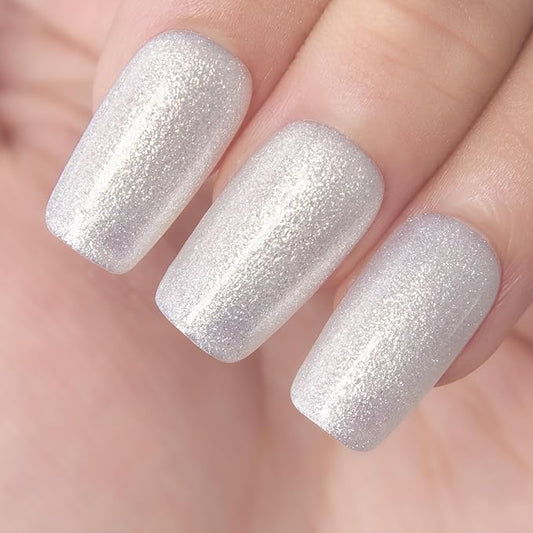 MAYCHAO 15ML Mermaid White Gel Nail Polish 1Pc White Silver Shimmer Gel Polish Soak Off UV LED Nail Polish Nail Art Starter Manicure Salon DIY at Home, 0.5 OZ