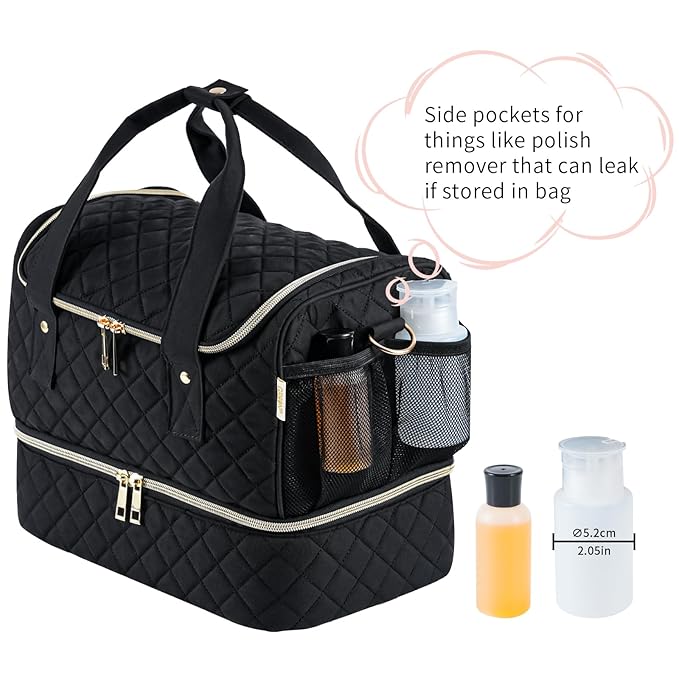 Nail Polish Organizer Case,Nail Storage Organizer Holds Nail Lamp & 50 Bottles Nail Polish,Travel Nail Tech Case,Nail Kit Organizer Bag Fits Nail Supplies & Manicure Tools,Black (Patented)