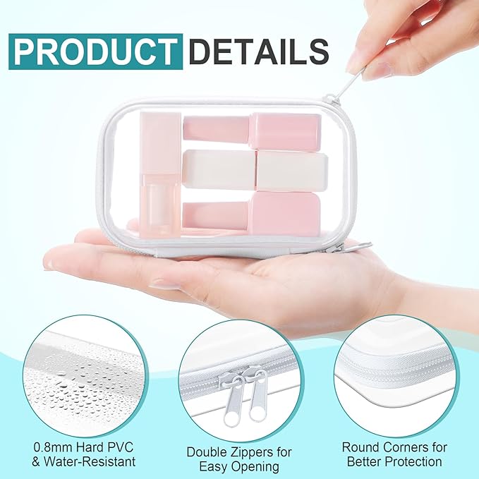 Sanwuta 10 Pcs Hard Zipper Case Clear Hard Pouches Plastic Zipper Pencil Box Toy Storage Bins Portable Plastic Container for Travel Toiletry Office Cosmetic Block Puzzle Organizer(Xs,Clear)