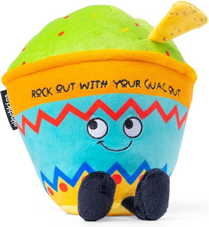 Punchkins Guacamole Plushie - Rock Out with Your Guac Out Cute Guacamole Plush, Gift for Avacado Lovers, Food Plush Toy for Gifting