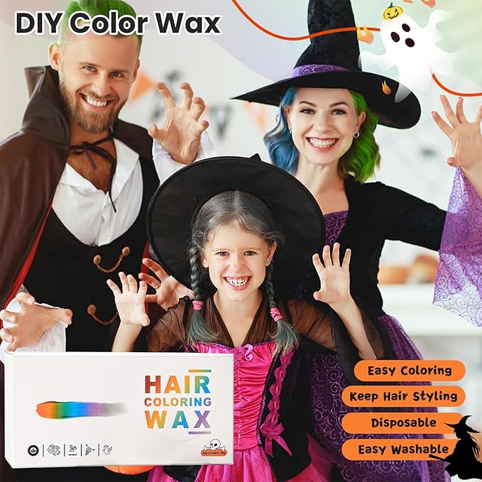 4 Colors Temporary Hair Color Wax for Kids, Blue Green Gray White Hair Styling Mud, Washable Style Dye for Girl Boy Teens, DIY Instant Hair Coloring Gel Cream for Cosplay Halloween Children's Day