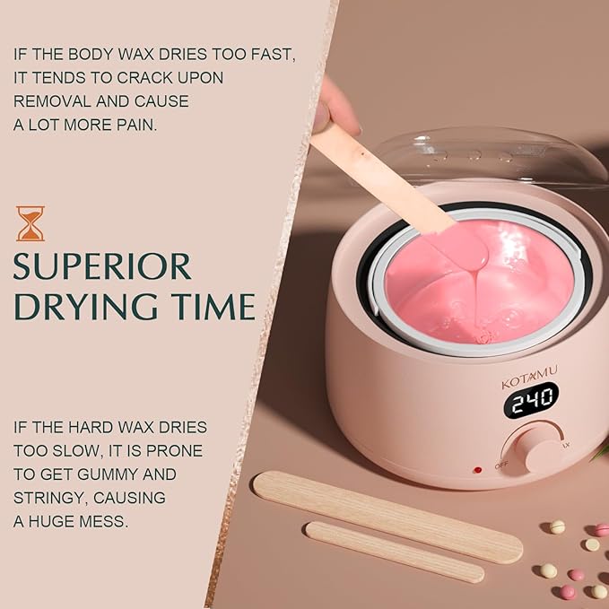 KOTAMU Wax Beads for Hair Removal - Professional Waxing for Sensitive Skin, Targets Thin Fine Hair, 1lb Pink Beads Ideal for Home Waxing Face, Eyebrows, Chin, Body, Legs, Arms, Underarm, Bikini