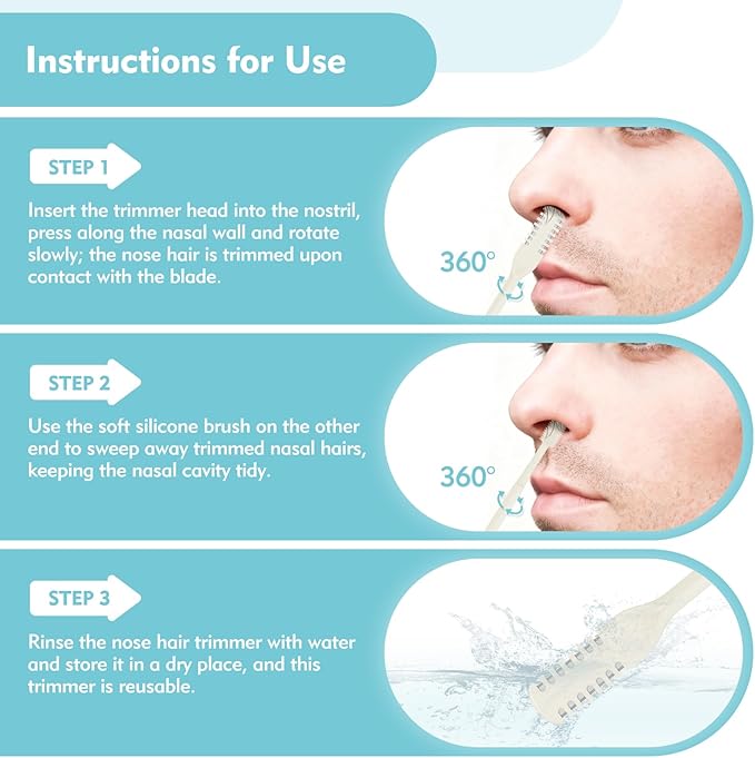 Kerros 5 Pcs Nasal Hair Cutter, Manual Nose Hair Trimmer for Men Women Double Sided Nasal Hair Trimmer 360° Rotating Nose Hair Remover (Cream Yellow)