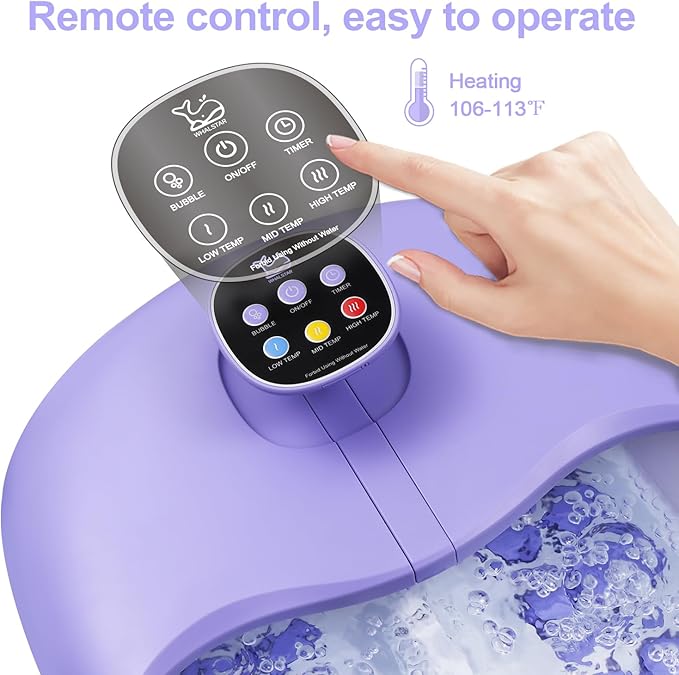 Collapsible Foot Spa Bath Massager with Heat Bubbles and Vibration Massage and Jets, 16OZ Tea Tree Oil Foot Soak Epsom Salt, WHALSTAR Foot Bath Bucket With Red Light & Remote